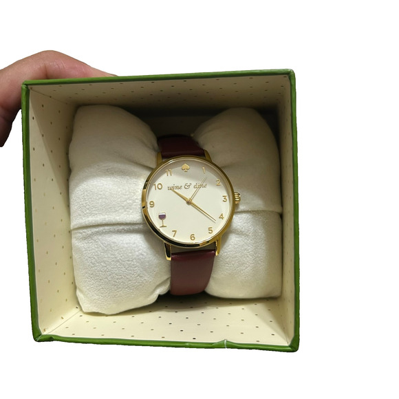 Kate Spade Women's Metro Watch Cream Dial Merlot Leather Strap KSW1188 Box - Picture 4 of 13